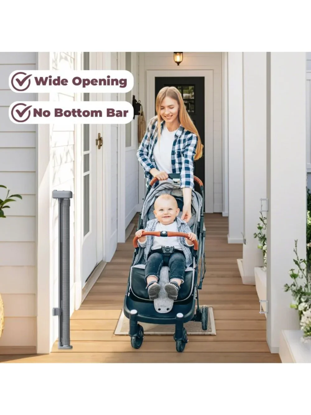 Retractable Baby Gate for Stairs & Doorways | Indoor Outdoor Dog Safety Barrier